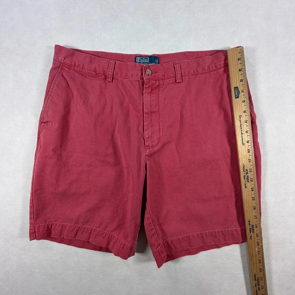 Polo Ralph Lauren Mens 38 Red Cotton Chino Shorts‎ Flat Front Classic Fit Preppy